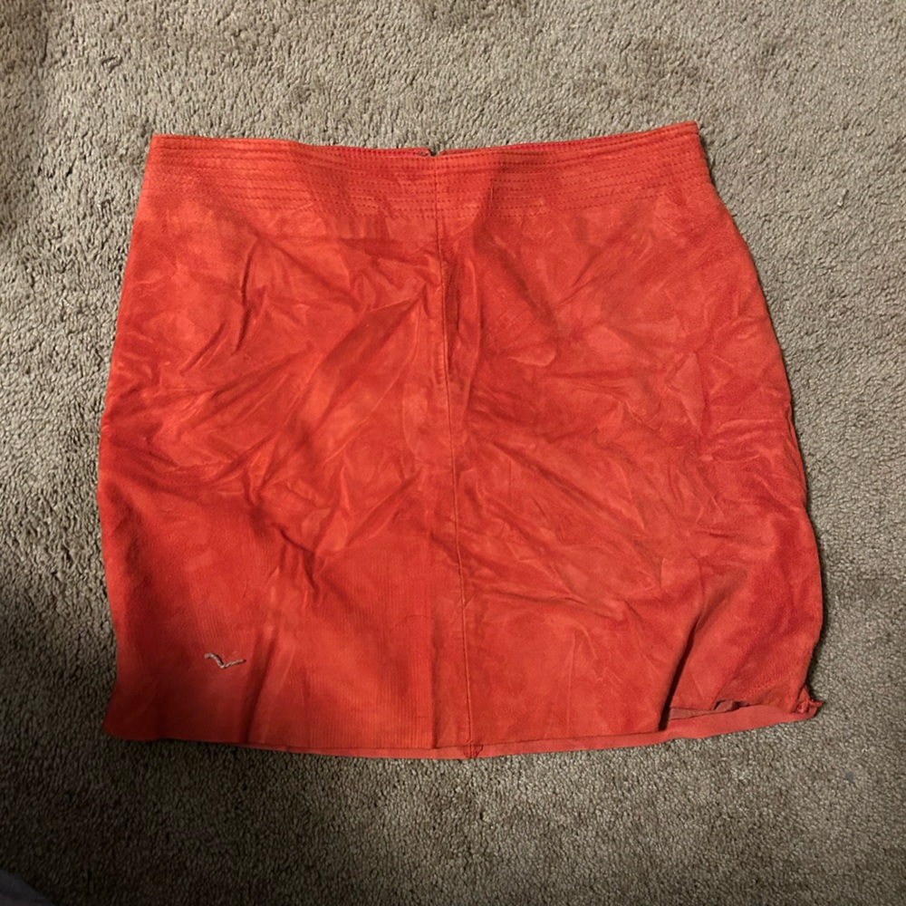 Suede red skirt